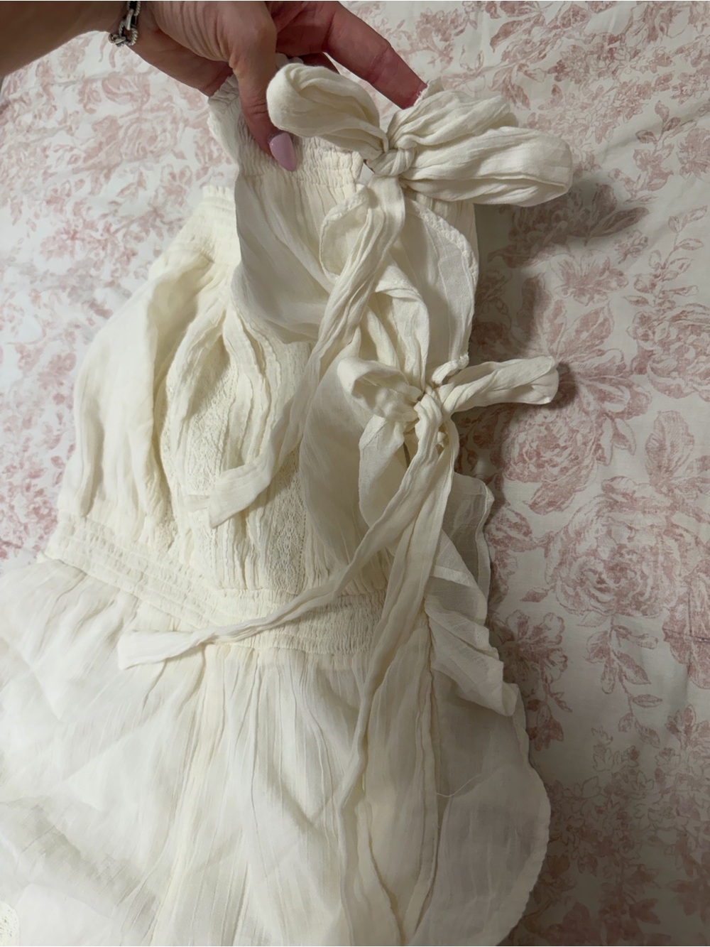 Free People Ivory Strapless Ruffle Romper - Picture 4 of 5